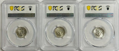 Lot Of 3 Silver Year Run (1955-57) Roosevelt Dimes (PCGS GUIDE PRICE $61) # RD 3