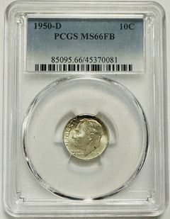 1950-D 10C Roosevelt Silver Dime PCGS MS66FB Toning