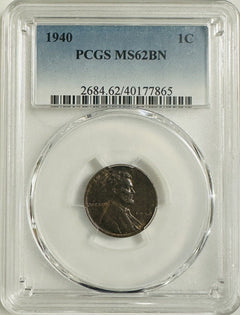 1940 Lincoln Wheat Cent PCGS MS62BN (Rare  Find In Brown) #OA33