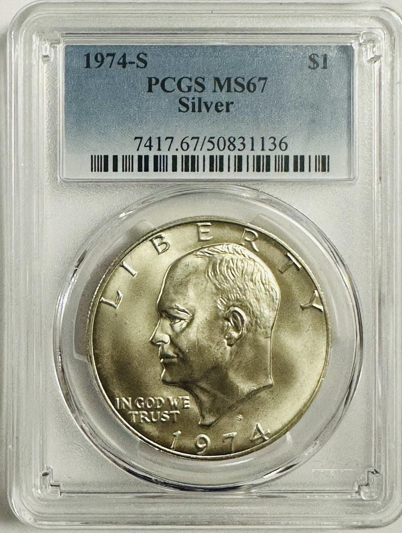 1974-S  $1 EISENHOWER IKE SILVER DOLLAR SAN FRANCISCO MINT PCGS MS67 # OA 112