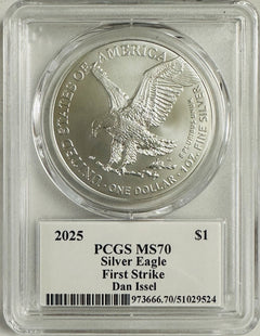 2025 $1 American Silver Eagle 1oz PCGS MS70 FS Legends of Life Dan Issel