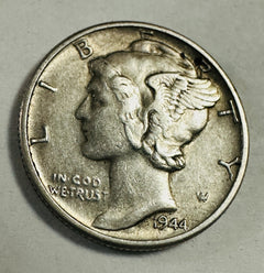 Lot Of 2 Silver Mercury Dimes AU (1943 & 1944) As Shown # MSD -(2)