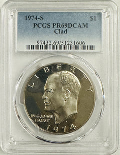 Lot Of 2 1974-S Eisenhower Dollar ( Silver & Clad) PCGS MS66 & PR69DCAM # OA 115