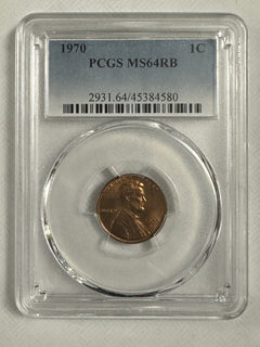1970 lincoln cent PCGS MS64RB( Rare Find In Red Brown) # OA93