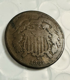 1867 Two Cent Piece  Full Bold Dates As Pictured # 2C 1867 FBDAP