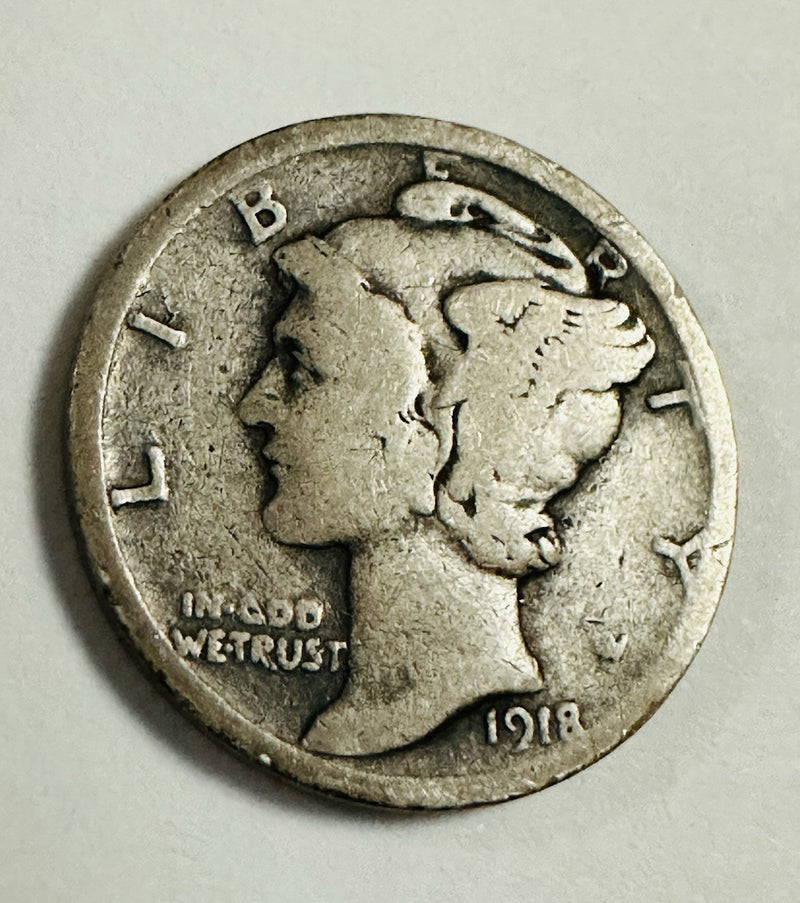 1918-S mercury dime VF Details As Shown # MD 1918-S VFD