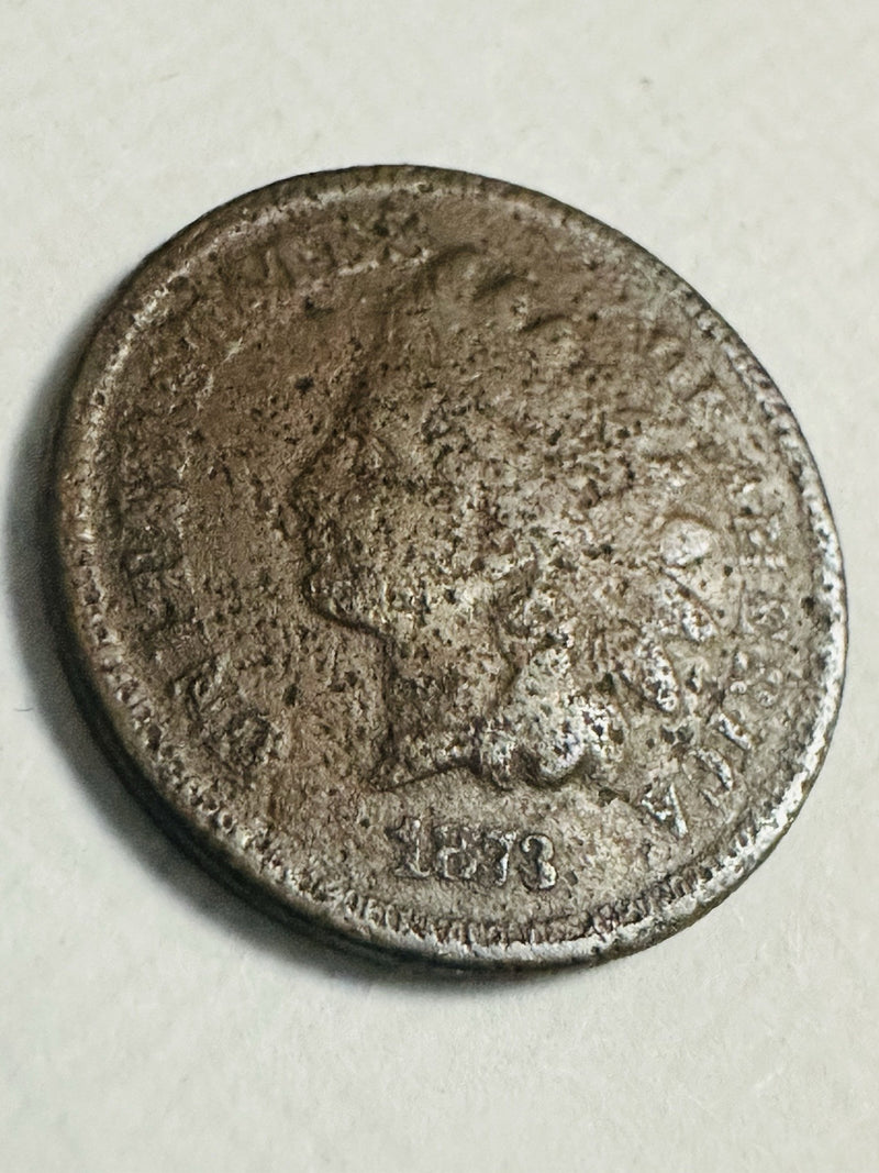 1873 Indian Head Cent Copper Coin Tough Date As Shown # IHP 1873 TDAS
