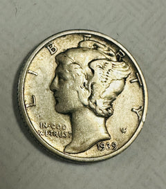 Uncirculated 1939 Philadelphia Mint Silver Mercury Dime XF-AU AS PICTURED # MD 1