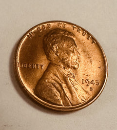 1945-D Uncirculated BU Red RD - Lincoln Wheat Cent  ~ As Pictured~ #LWP 1945-D