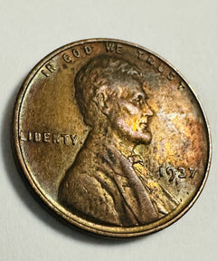 1937 P Lincoln Wheat Cent AU++ With Amazing Color Toned # LWP 1937-P ACT