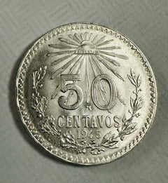 1945 Mexico Silver 50 Centavos (1-Coin) “LIBERTAD” (3 Available) Uncirculated #3