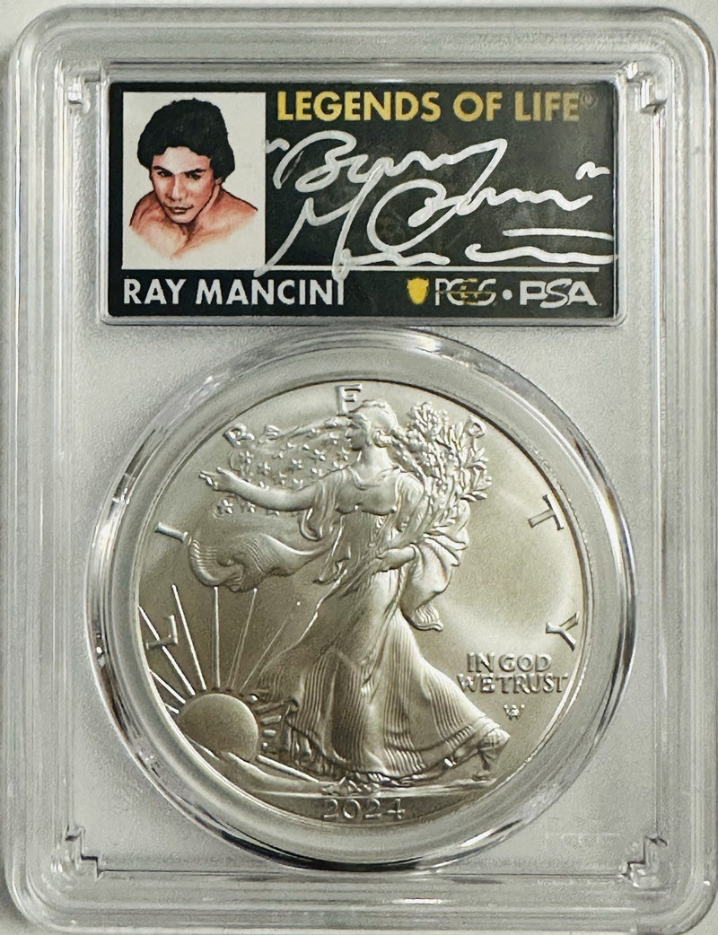 2024 $1 American Silver Eagle 1oz PCGS PSA MS70 FS Legends of Life Ray Mancini