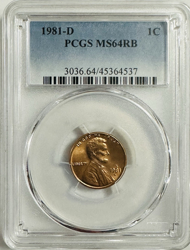 1981 d lincoln Memorial Cent PCGS MS64RB #OA 113 (Hard Finding In Red Brown)