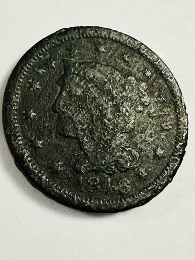 1846 Braided Hair Large Cent Coin WELL CIRCULATED  AS SHOWN # BHLC 1846 WCAS
