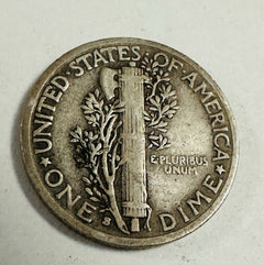 1939-S Mercury Silver Dime~VF~W/ Bold Date/Mint Mark As Shown (low Price)#MD39#2