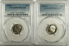 Lot Of 2 Perfect PCGS PR70DCAM COINS~80's & 90's ~(top Grade None Better) #OA111