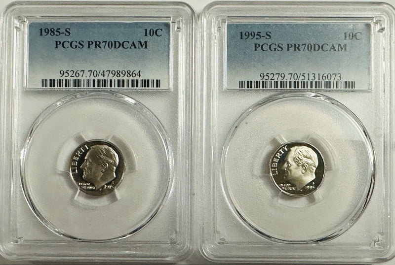 Lot Of 2 Perfect PCGS PR70DCAM COINS~80's & 90's ~(top Grade None Better) #OA111