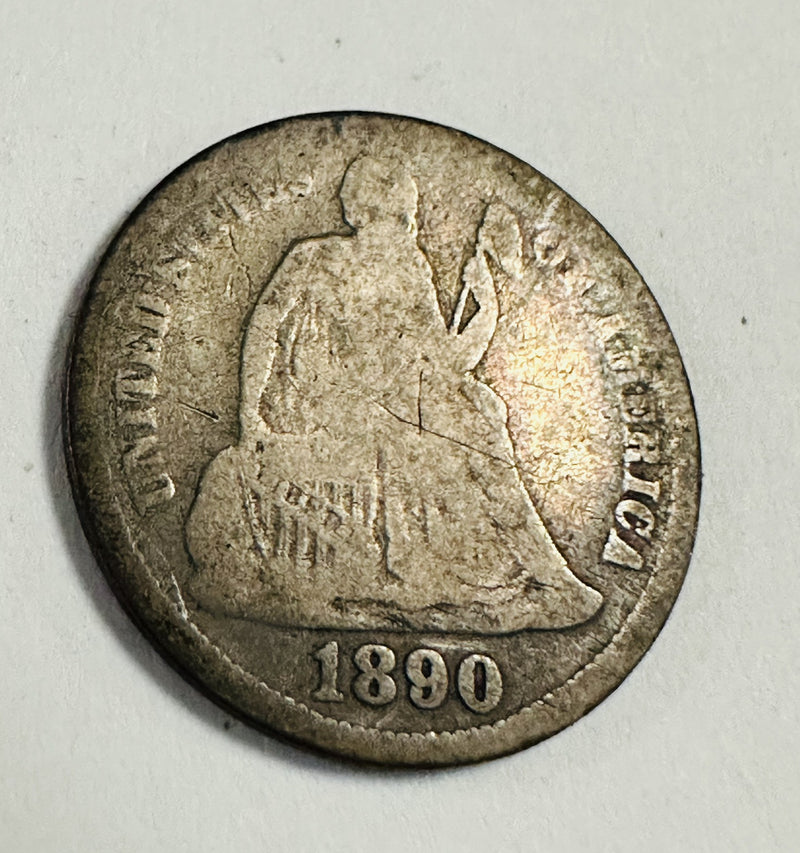 1890 Seated Liberty Dime Circulated With Full Date As Pictured  # SLD 1890 CAP