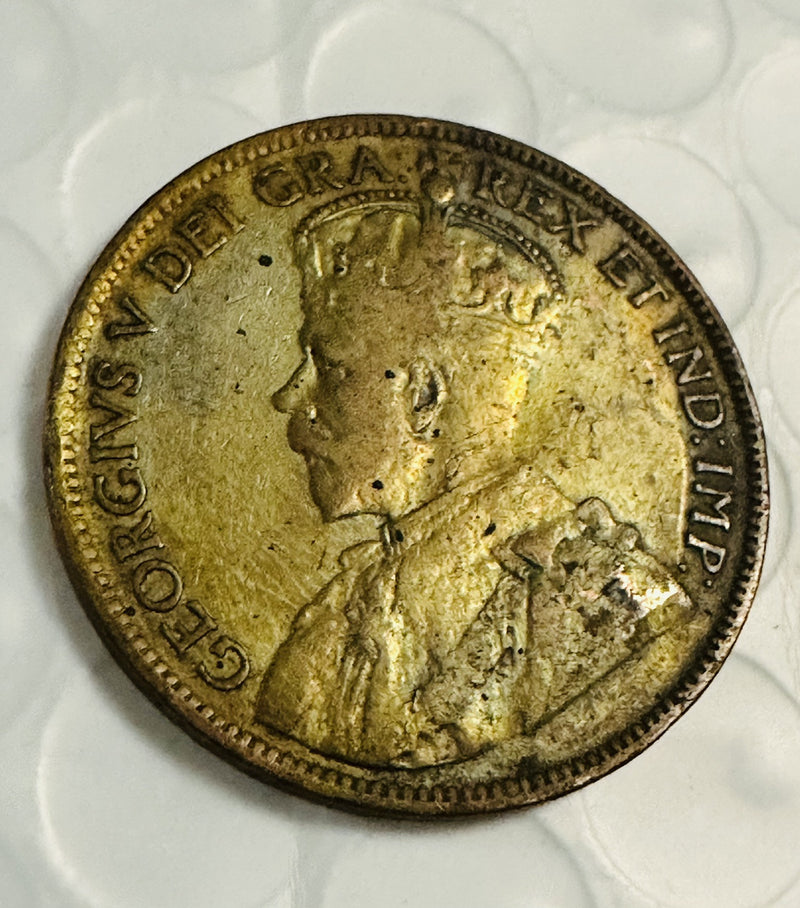 1918 Canada Large One Cent ~ King George V~Unique Toned~ Canada 1918 LC TD
