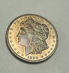 1890 $1 Morgan 90% Silver Dollar  BU Condition With Brownish Toned As Shown #MD1