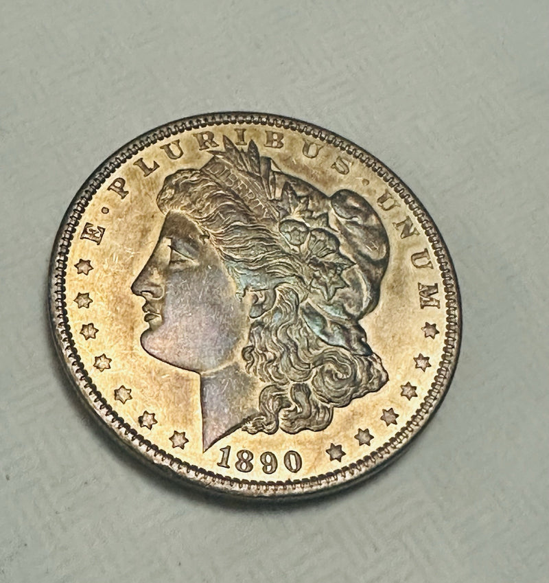 1890 $1 Morgan 90% Silver Dollar  BU Condition With Brownish Toned As Shown #MD1