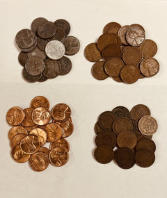 4 US COINS - Indian Head Penny-WW2 Steel Cent Lincoln Wheat Cent-Circulated/BU