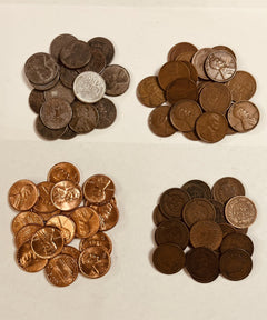 4 US COINS - Indian Head Penny-WW2 Steel Cent Lincoln Wheat Cent-Circulated/BU