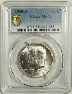 Lot Of 2 Silver (40%) Kennedy Half Dollar (1967 & 1968-D MS63 & MS65) # OA 101