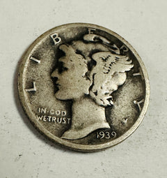 1939-D Mercury Silver Dime~VF~W/ Bold Date & Mint Mark As Shown (low Price)#MD39
