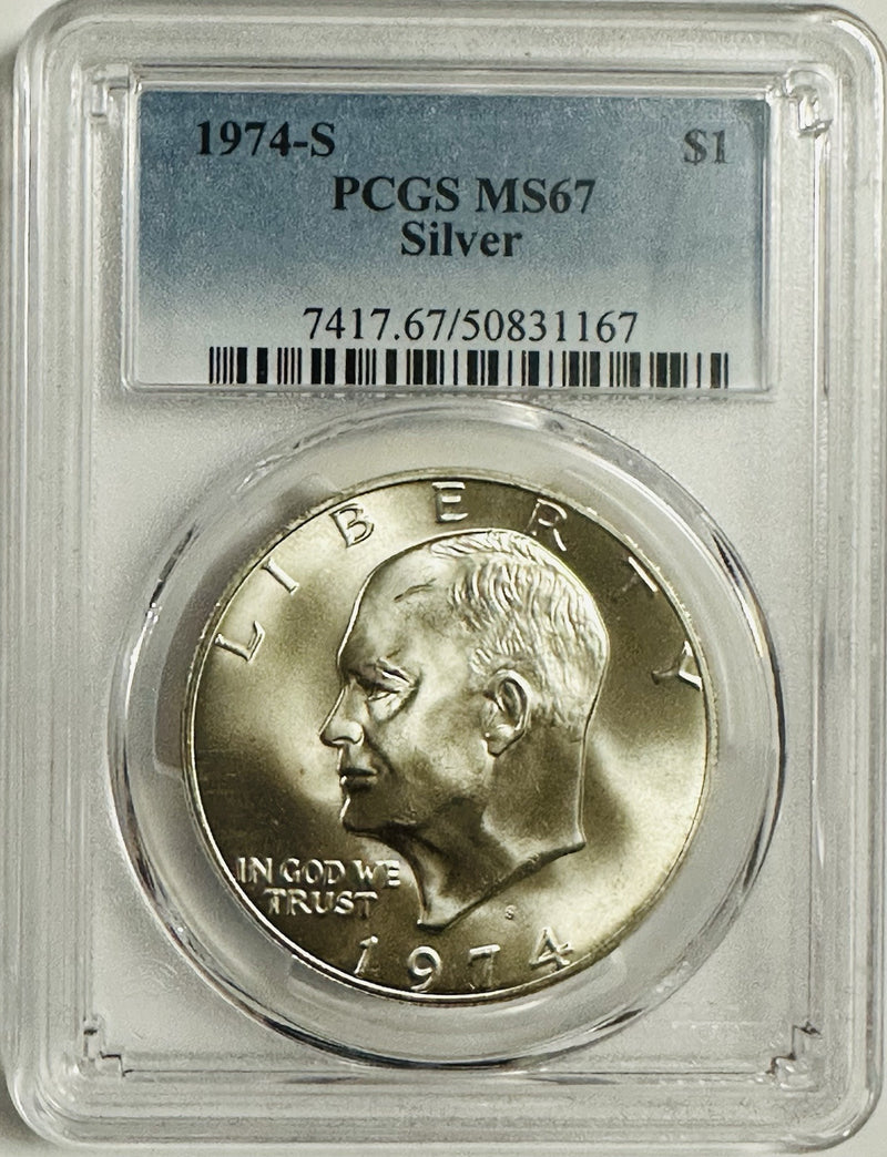 1974 S Silver Eaisenhower Dollar $1 PCGS MS67 Superb Frosty As Shown # OA 107