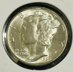 1945-P FSB Mercury 90% Silver Dime  Gem BU Lustrous Frosty White # MD 1945P  LFW