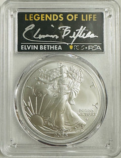 2025 $1 American Silver Eagle 1oz PCGS MS70 FS Legends of Life Elvin Bethea