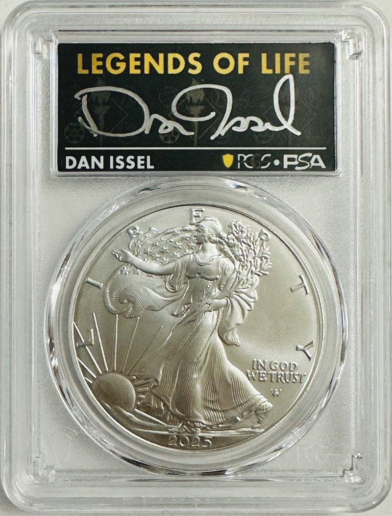 2025 $1 American Silver Eagle 1oz PCGS MS70 FS Legends of Life Dan Issel