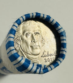 2019 P JEFFERSON NICKEL 40 COIN ORIGINAL BANK ROLL CH BU ( End Looks Full Steps)