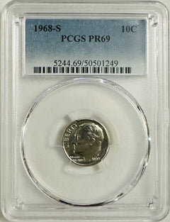 Lot Of 2 PCGS graded 1968-S Coins PR69 AS PICTURED # OA 84 (Book Value $25)