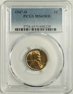 1946-D & 1947-D Lincoln Wheat Cent PCGS MS65RB Red/Brown As Shown # OA 119
