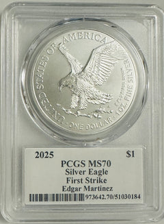 2025 $1 American Silver Eagle 1oz PCGS MS70 FS Legends of Life Edgar Martinez#89