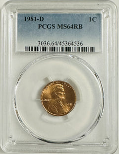 1981 d lincoln Memorial Cent PCGS MS64RB #OA82 (Hard Finding In Red Brown)
