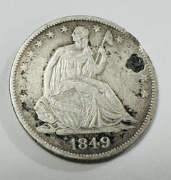 1849-O Seated Liberty Half Dollar Coin Bold Dated As SHOWN (Plugged coin) #SLHD1