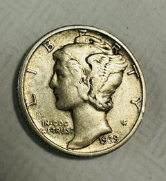 Uncirculated 1939 Philadelphia Mint Silver Mercury Dime XF-AU AS PICTURED # MD 1