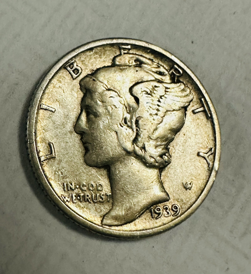 Uncirculated 1939 Philadelphia Mint Silver Mercury Dime XF-AU AS PICTURED # MD 1