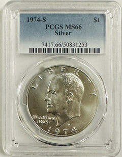 Lot Of 2 1974-S Eisenhower Dollar ( Silver & Clad) PCGS MS66 & PR69DCAM # OA 115