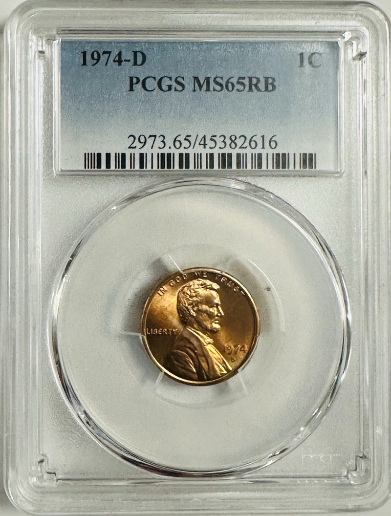 1974-D Lincoln Cent PCGS MS65RB ( Hard Finding In Red Brown) #OA 114
