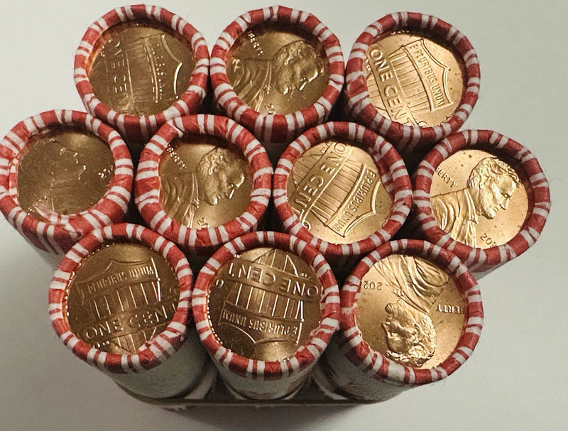 2022 P LINCOLN CENTS 50 PENNIES ROLL STILL IN ORIGINAL BANK WRAP GEM BU AS SHOWN