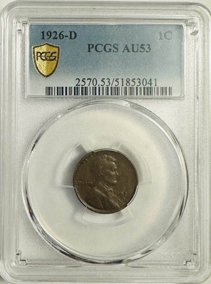 1926-D 1C Lincoln Wheat Penny PCGS AU53 ( Rare Find) # OA 108