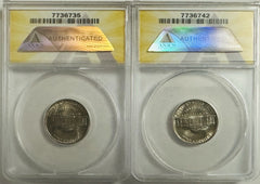 Lot Of 2 1952 & 1953-S Jefferson Nickel ANACS MS65 As Shown # OA 109