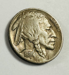 1936-D 5C Buffalo Nickel XF Full Date & Bold Mint Mark As Pictured # BN OA #4