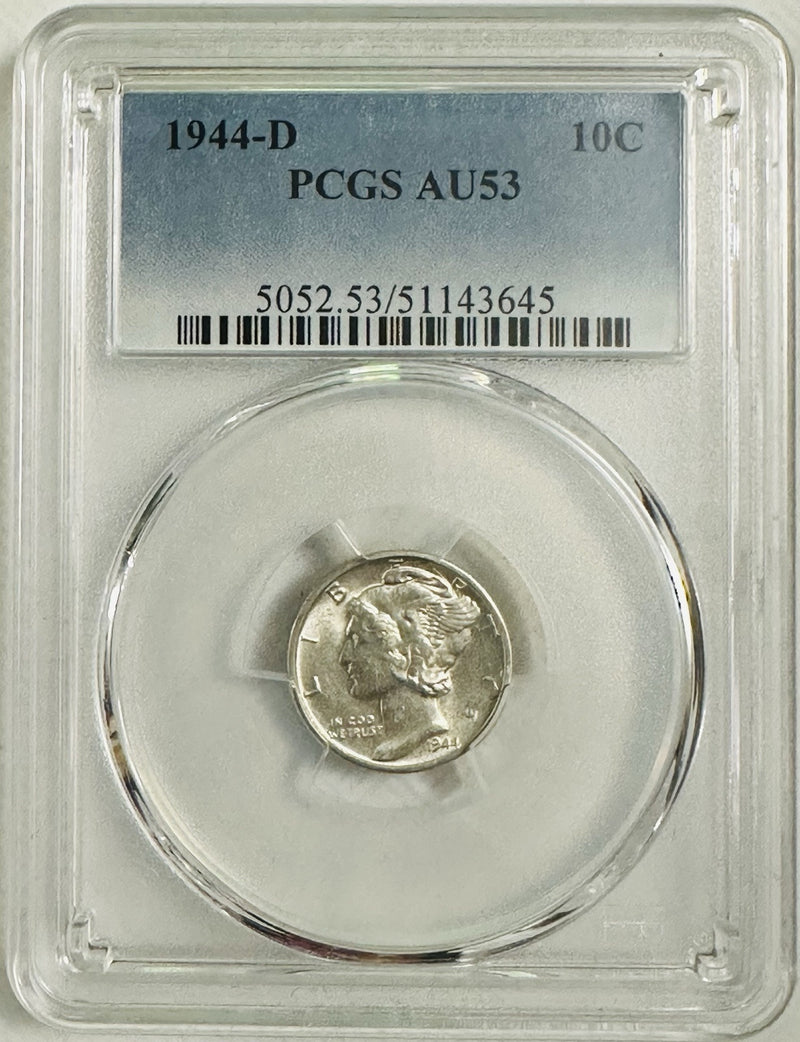1944-D Mercury Dimes PCGS AU 53 ( Looks Undergraded Based On Details) #OA 97