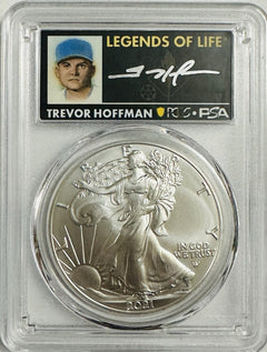 2021 $1 Silver Eagle T2 First Production PCGS MS70 Legends Life Trevor Hoffman