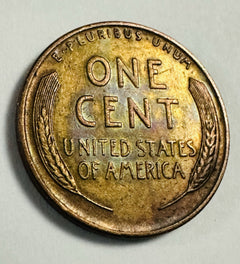 1937 P Lincoln Wheat Cent AU++ With Amazing Color Toned # LWP 1937-P ACT